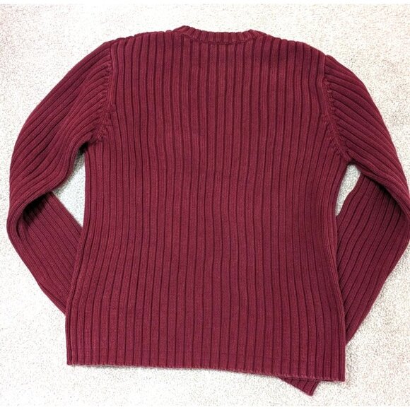 Abercrombie & Fitch Mens Muscle Sweater Large Burgundy Ribbed Y2K Preppy V-Neck - Picture 7 of 8